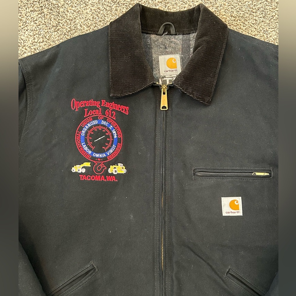 MENS CARHARTT BLANKET LINED J001 BLACK DETROIT JACKET COAT SZ XL REG RN #14806 - Picture 3 of 15
